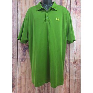 Under Armour Mens Green Polo Shirt 2XL Loose HeatGear